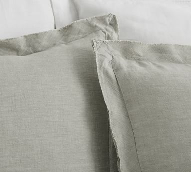 Belgian Flax Linen Double Flange Duvet Cover, Twin/Twin XL, Charcoal - Image 1