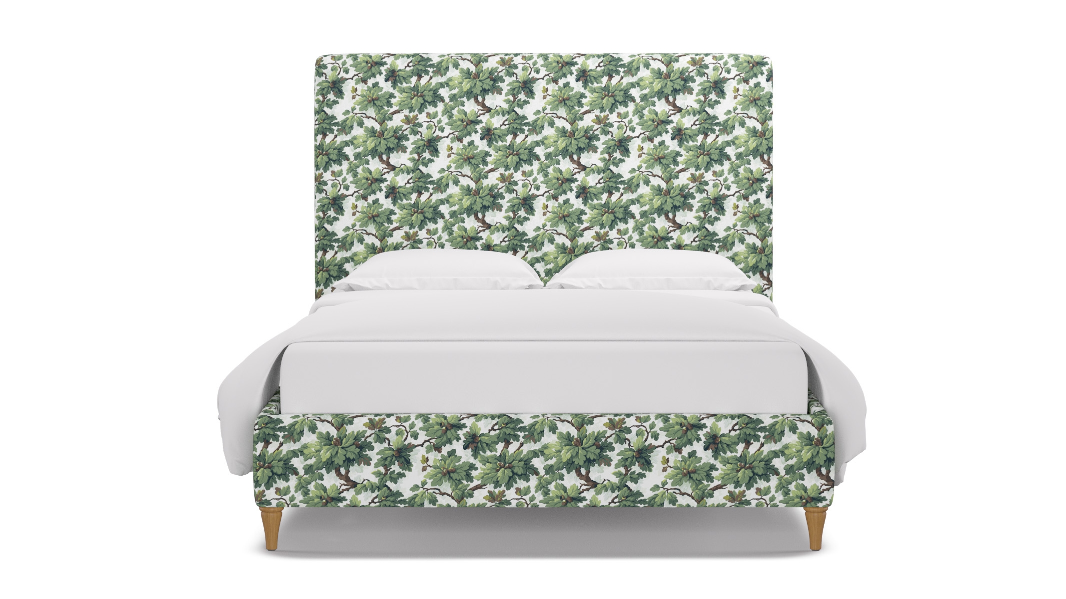 Classic Bed, Vert Woodland, Natural Decorative Tapered Leg, Queen - Image 0