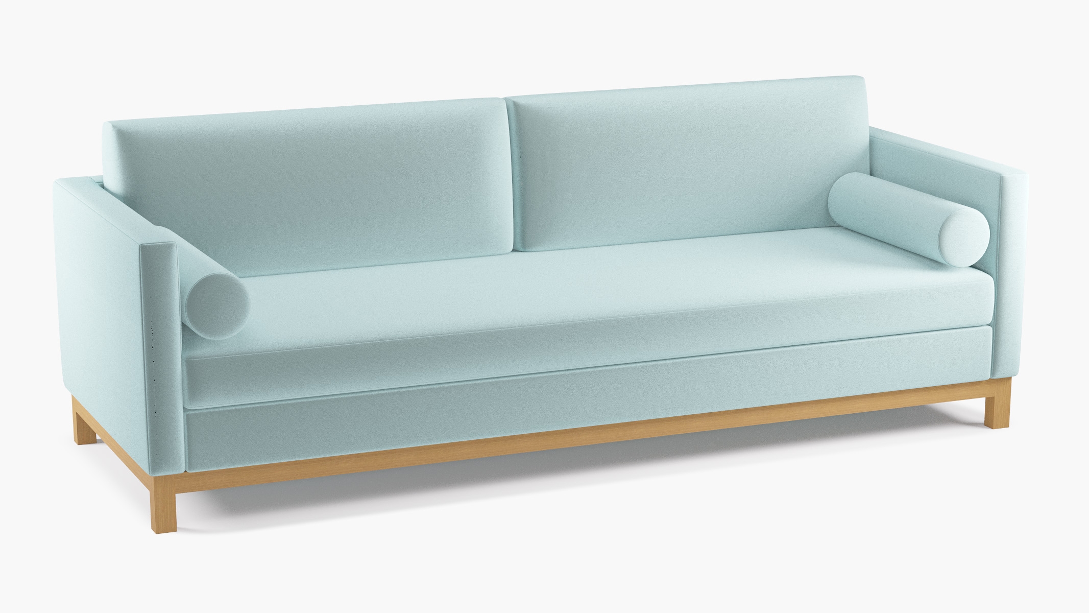 Tailored Tuxedo Sofa, Spa Performance Plush Velvet, Natural Wood Rail - Image 1