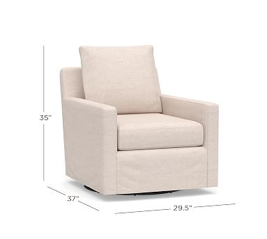 Ayden Slipcovered Swivel Glider, Polyester Wrapped Cushions, Performance Chateau Basketweave Ivory - Image 1