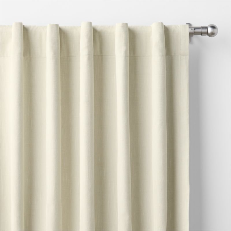 Stone Tan Textural Organic Cotton Chambray Blackout Window Curtain Panel 44"x63" - Image 1