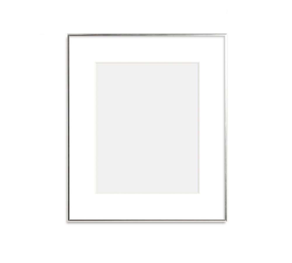 Thin Metal Gallery Frame, 3" Mat, 11x14 - Bright Silver - Image 0