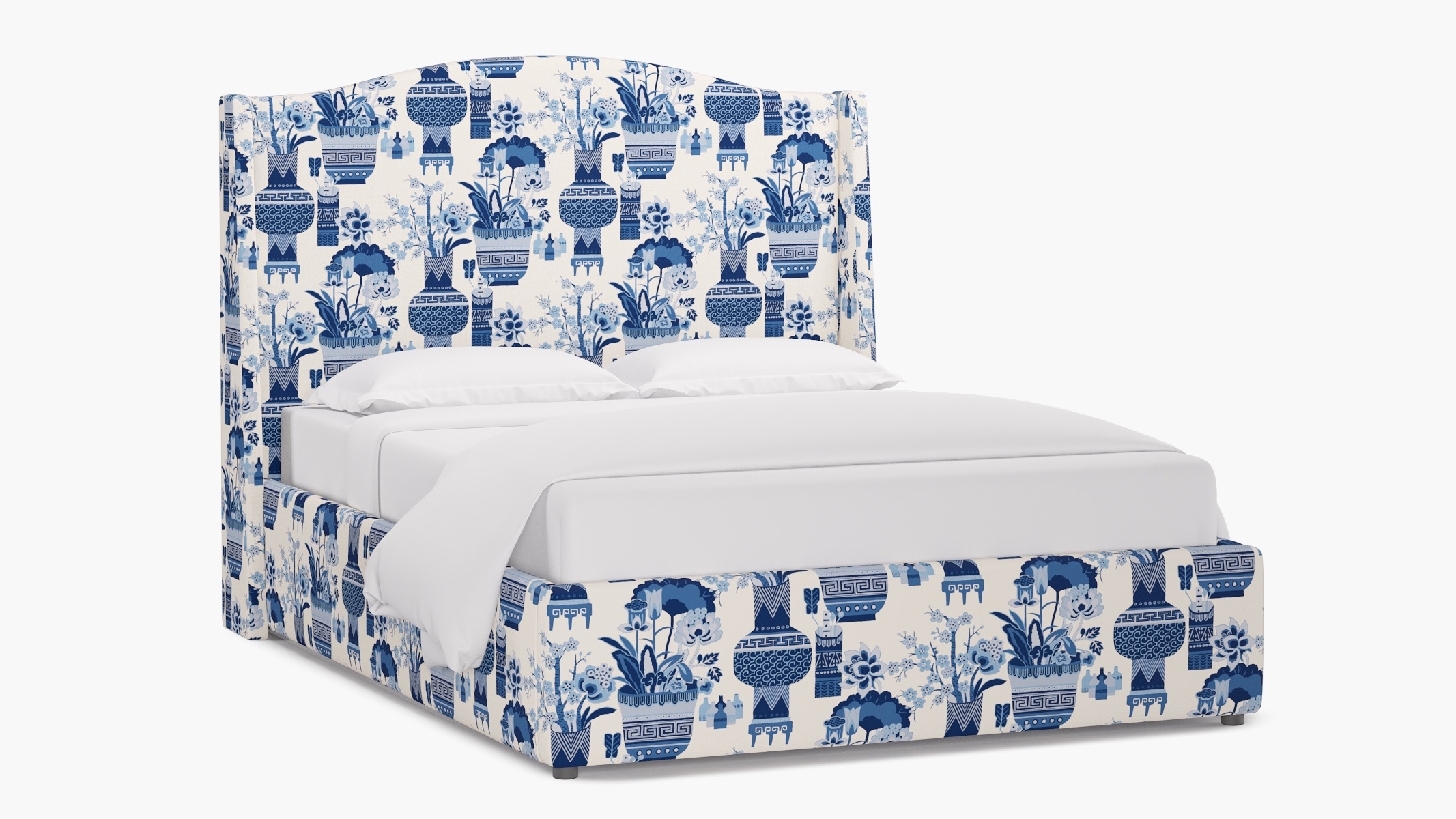 Curved Wingback Bed, Delft Kan-Shie, Twin - Image 1