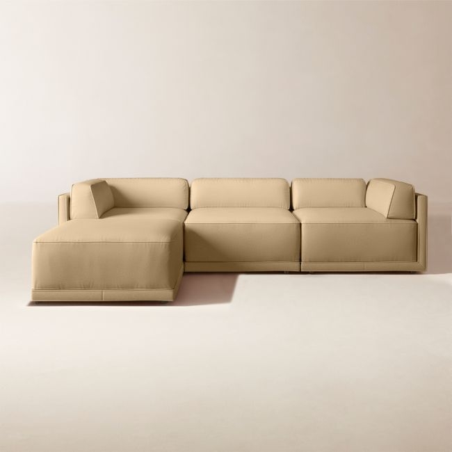 Oriole 4-Piece L-Shaped Leather Modular Sectional Sofa with Ottoman - Image 0