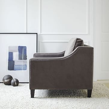 Paidge Armchair, Poly, Chunky Boucle, White, Taper Chocolate - Image 1