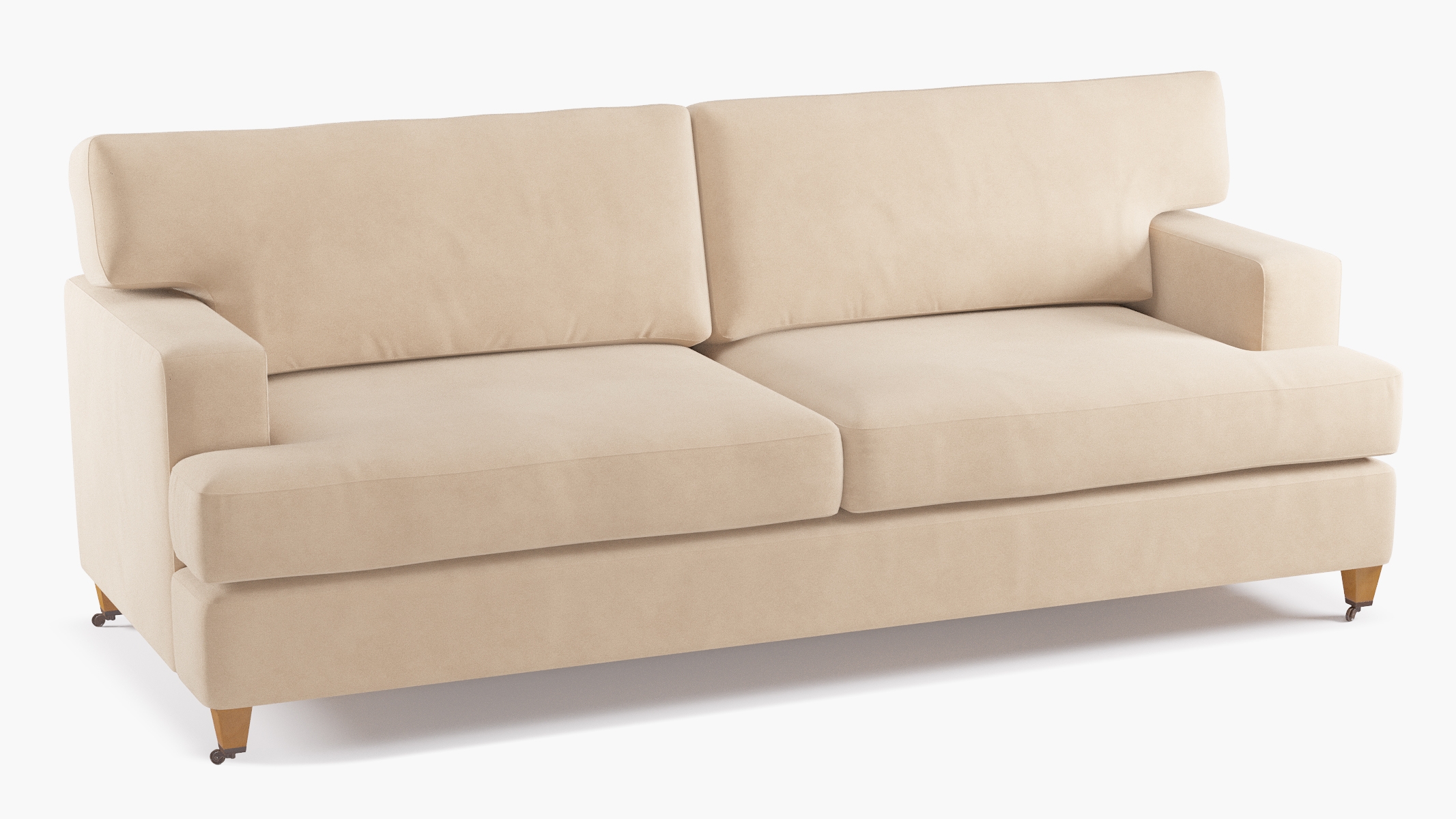 Classic Sofa, Pearl Velvet, Oak - Image 1