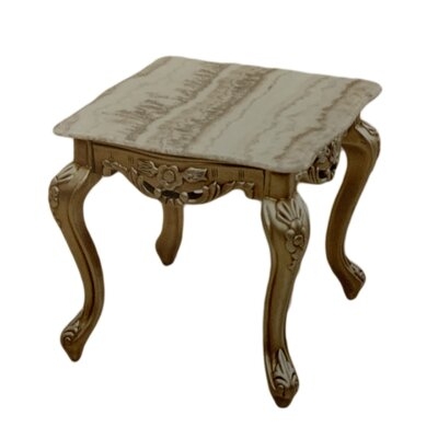 Marble Top With Solid Wood Frame End Table - Image 0