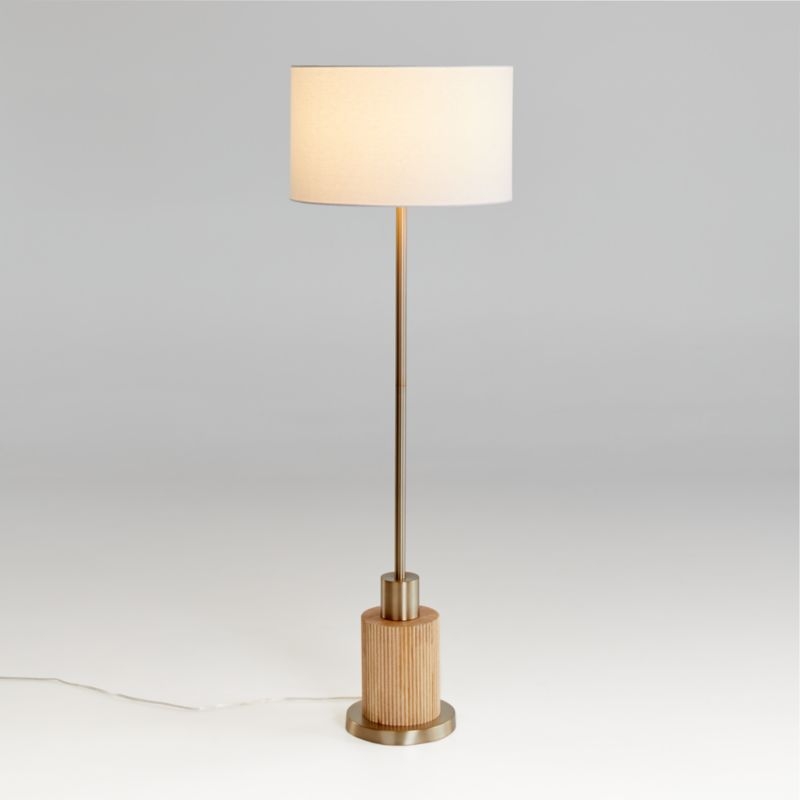 Bridaine Wood & Brass Floor Lamp - Image 1