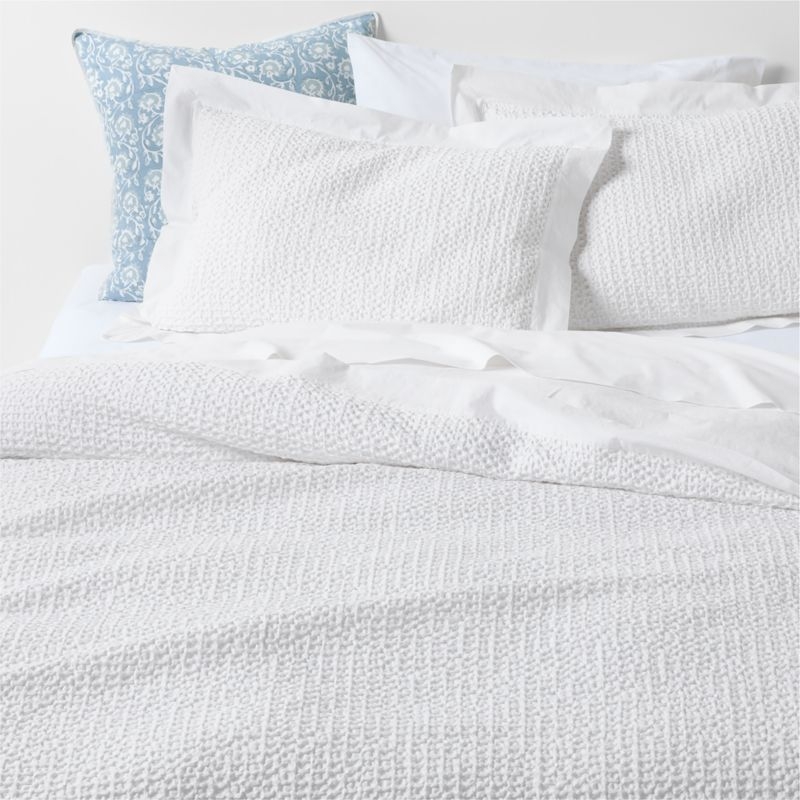 Organic Cotton Waffle Crisp White King Duvet Cover - Image 2