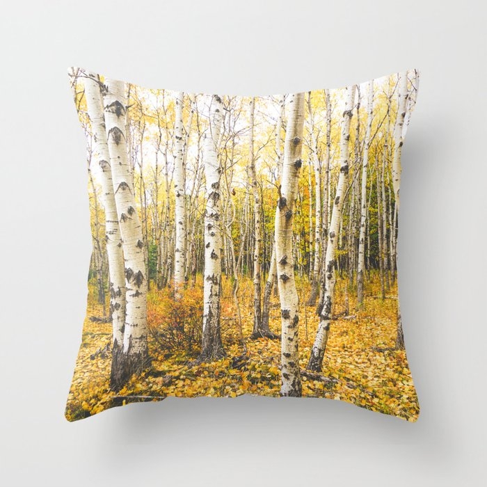 Autumn Birch Forest Couch Throw Pillow by Olivia Joy St.claire - Cozy Home Decor, - Cover (16" x 16") with pillow insert - Outdoor Pillow - Image 0