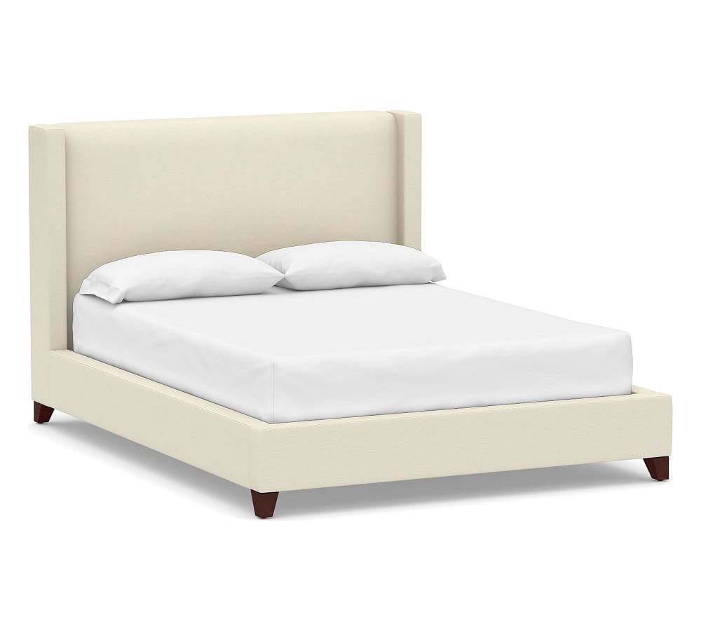 Harper Non-Tufted Upholstered Low Bed without Nailheads, California King, Park Weave Ivory - Image 0
