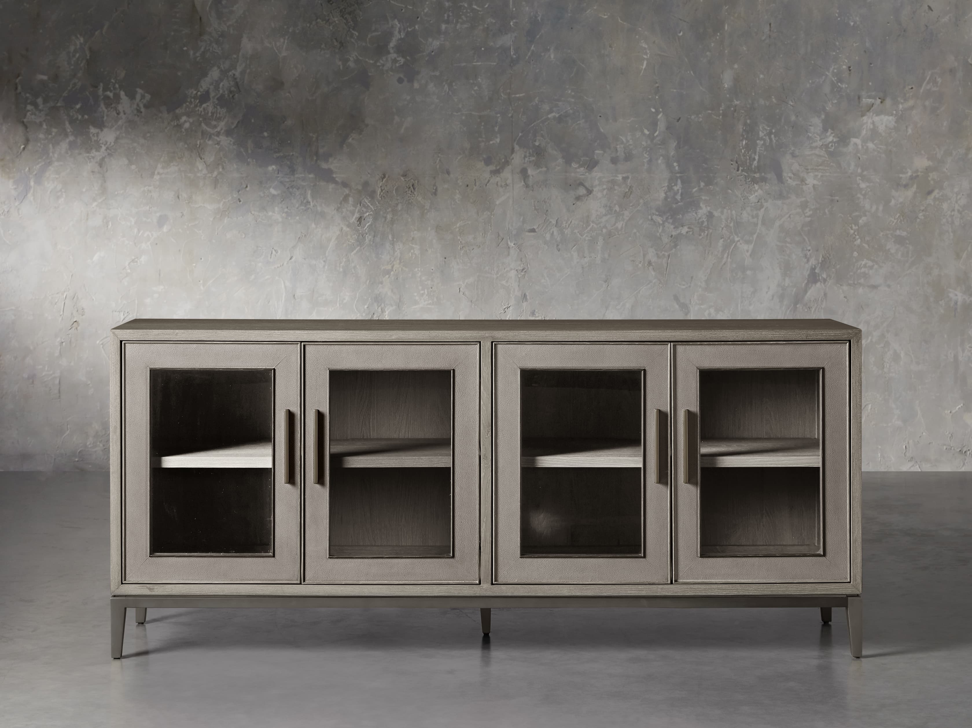 Malone Sideboard with Glass Doors in Manta Shagreen Gray - Image 0