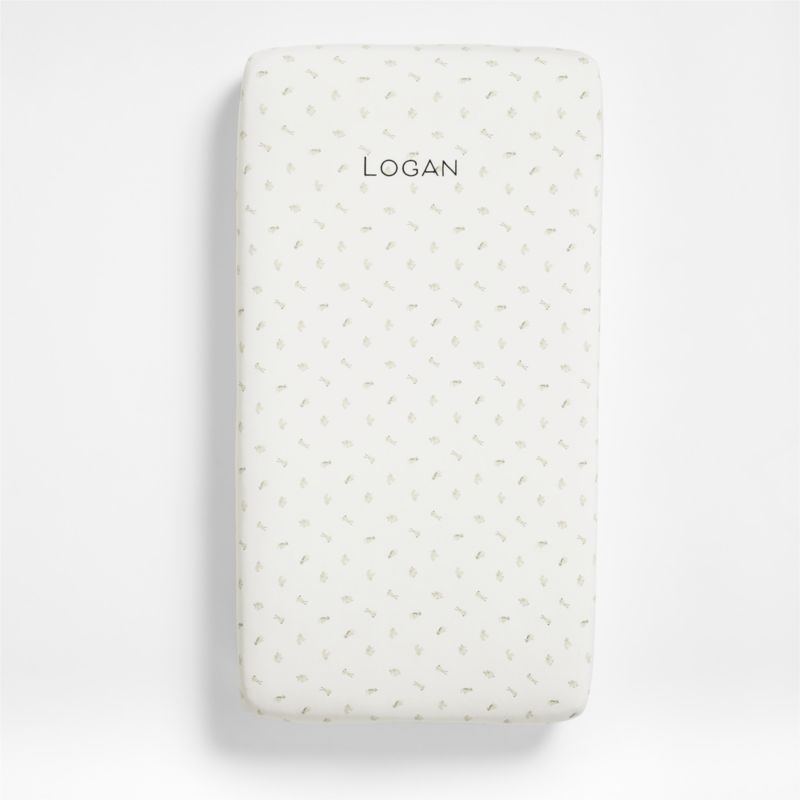 Baby's First Natural Animal 100% Organic Cotton Heathered Jersey Baby Crib Fitted Sheet - Image 1