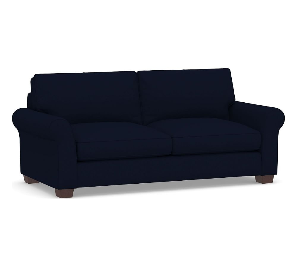 PB Comfort Roll Arm Upholstered Sleeper Sofa, Box Edge, Memory Foam Cushions, Performance Everydaylinen(TM) Navy - Image 0