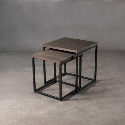 Ohio 18.9 In. 2-Piece Rustic Industrial Wood Nesting End Tables In Ash Grey - Image 0