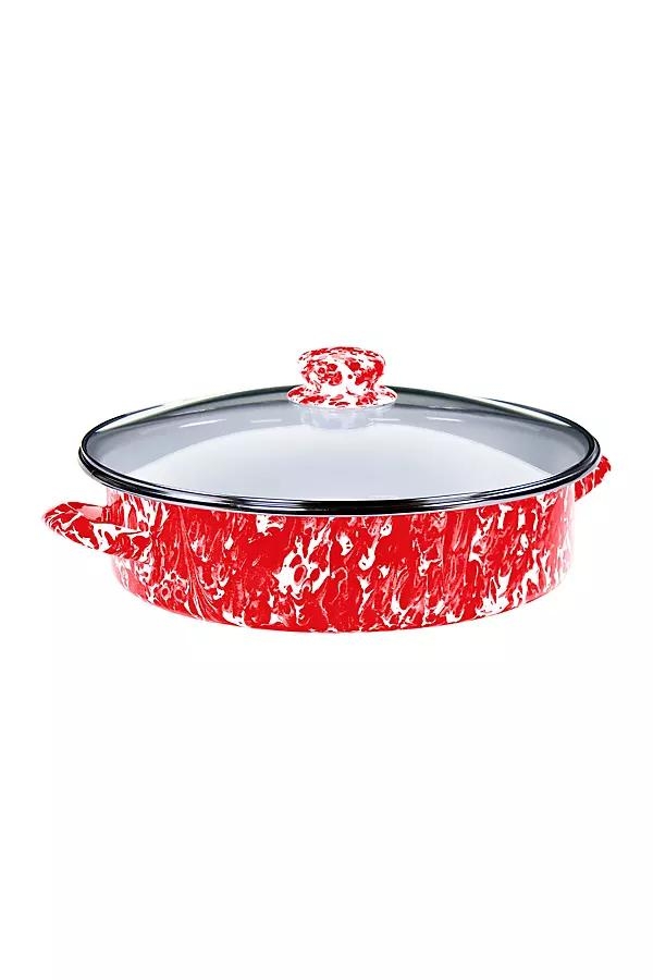 5 qt Enamelware Saute Pan (Cobalt Swirl) - Image 0