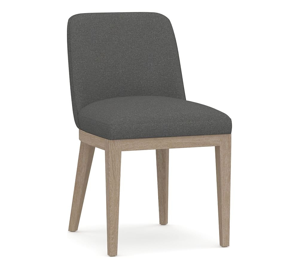 Layton Upholstered Dining Side Chair, Seadrift Leg, Park Weave Charcoal - Image 0
