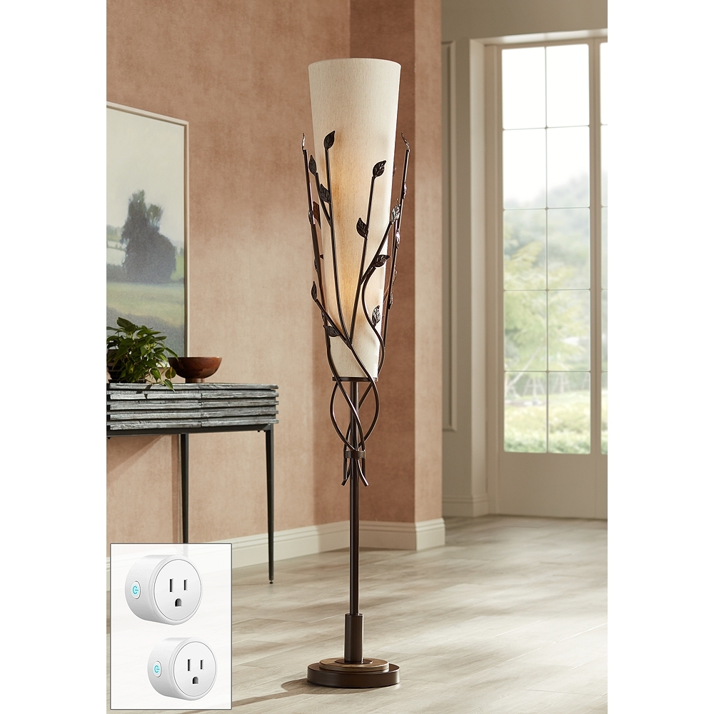 Folia Bronze Organic Vine Uplight Floor Lamp w/ Smart Socket - Image 0