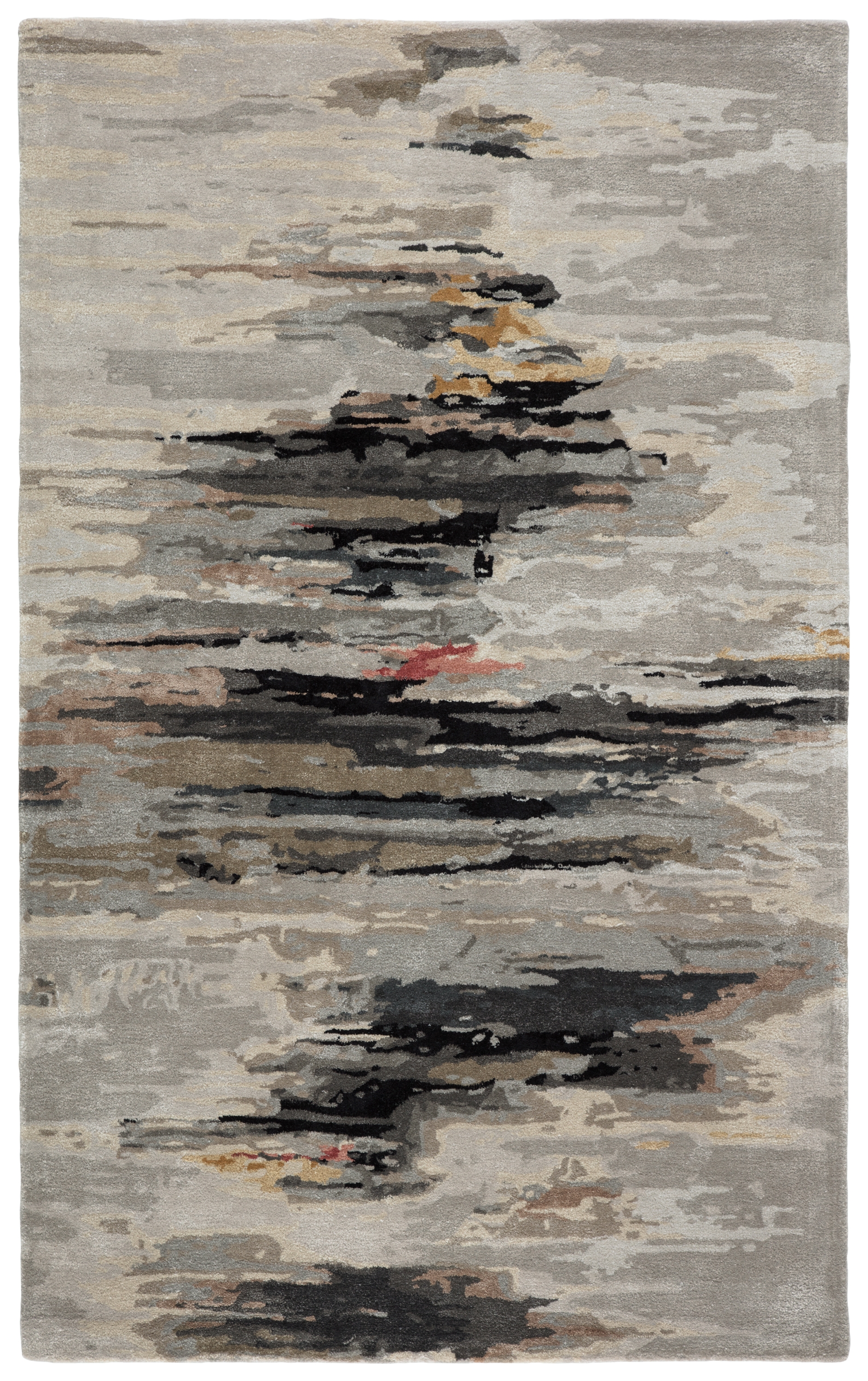 Ryenn Handmade Abstract Gray/ Black Area Rug (5'X8') - Image 0
