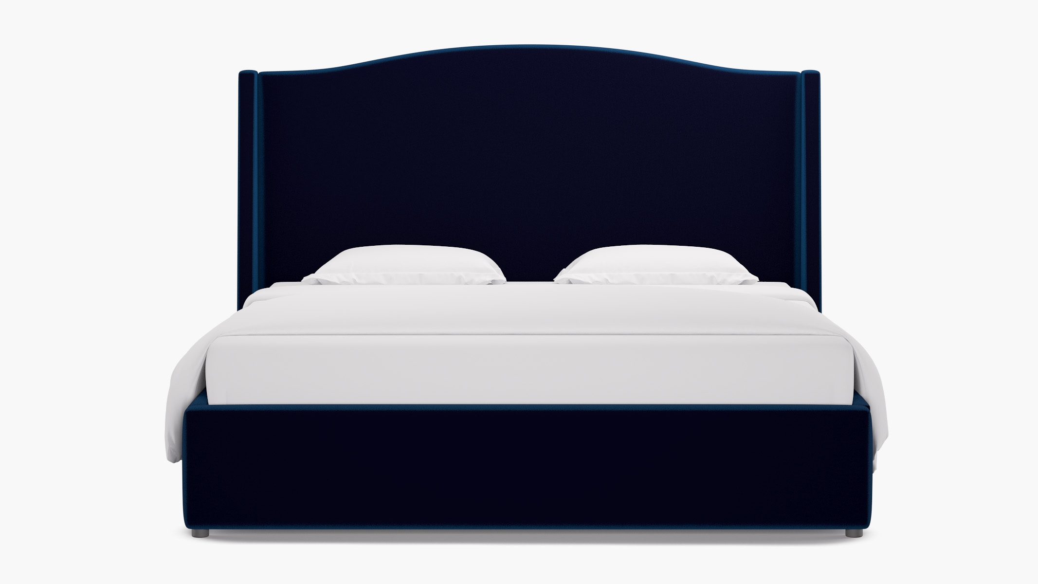 Curved Wingback Bed, Cobalt Performance Plush Velvet, King - Image 0