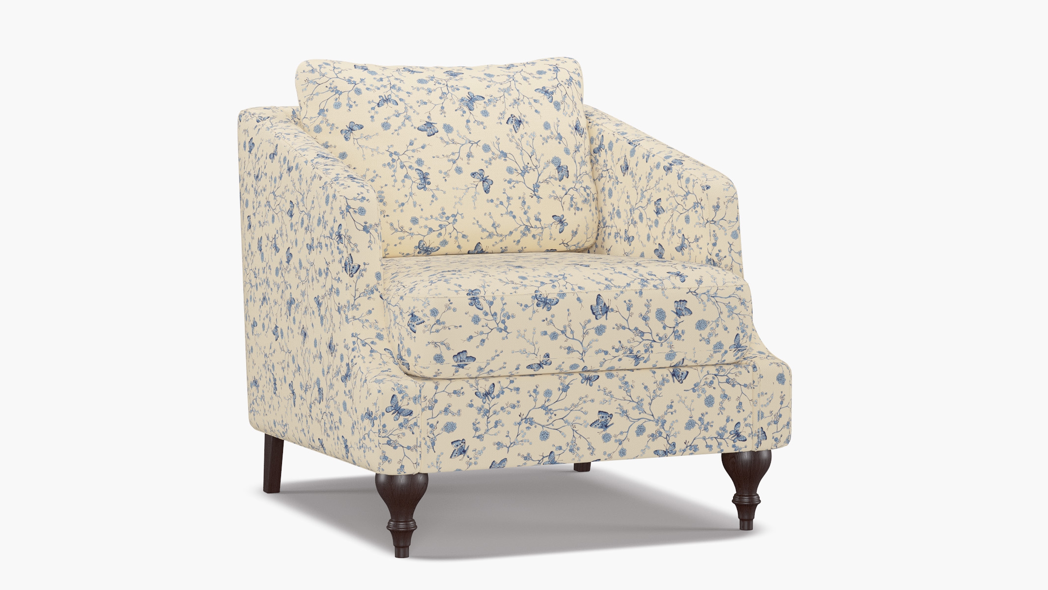 Slope Arm Chair, Delft Mariposa, Espresso Turned Wood Leg - Image 1