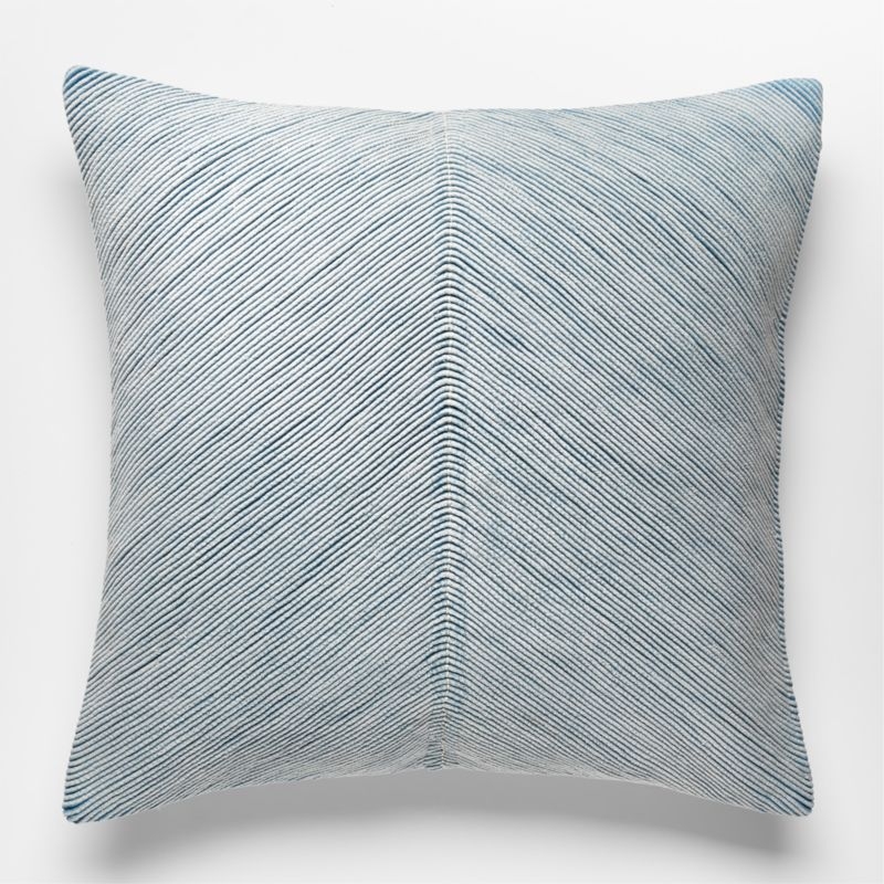 Convey Faded Denim Blue Throw Pillow With Feather-Down Insert 23" - Image 5