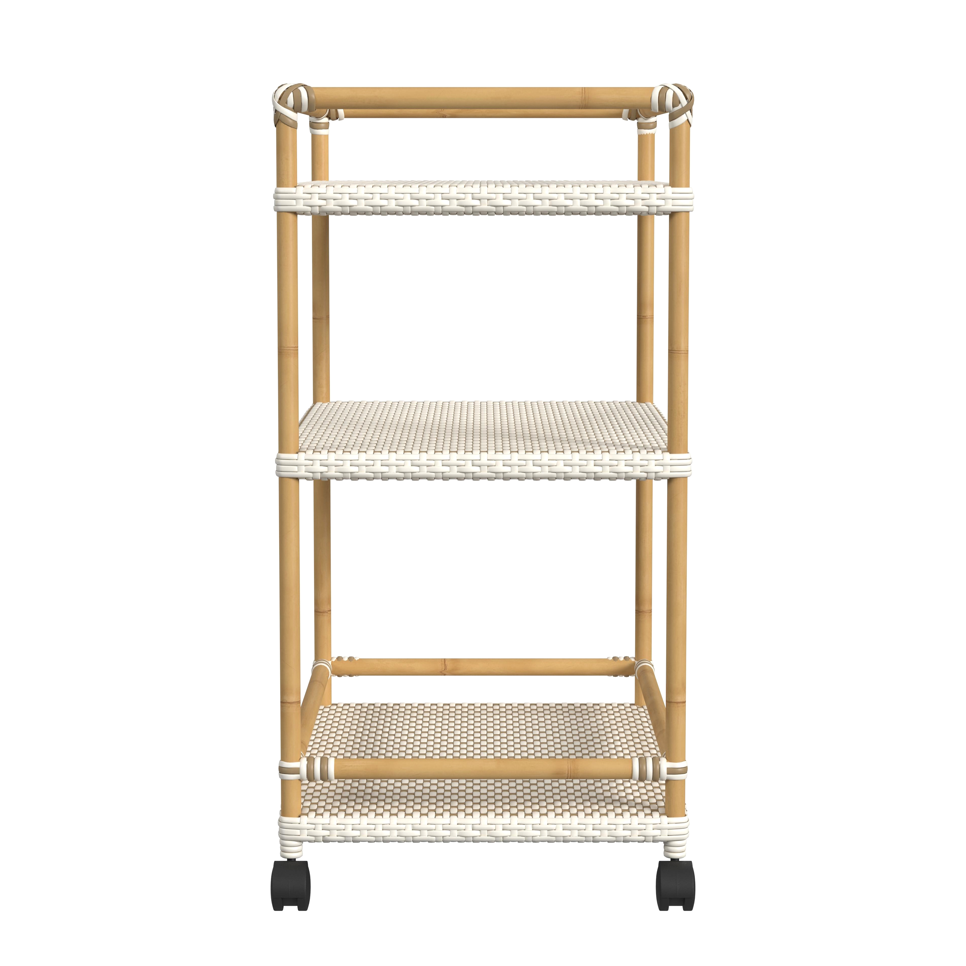 Tobias Beige and White Outdoor Bar Cart - Image 3