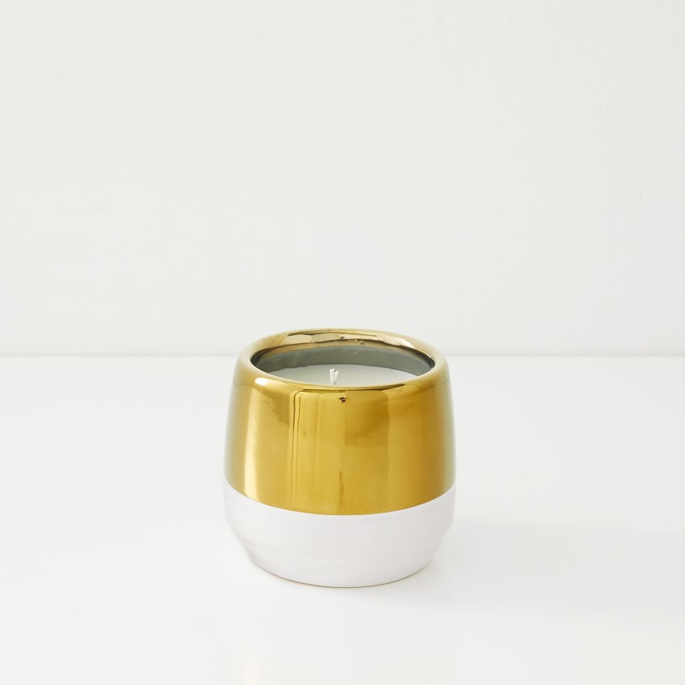 White + Gold Candle, Small - Image 0