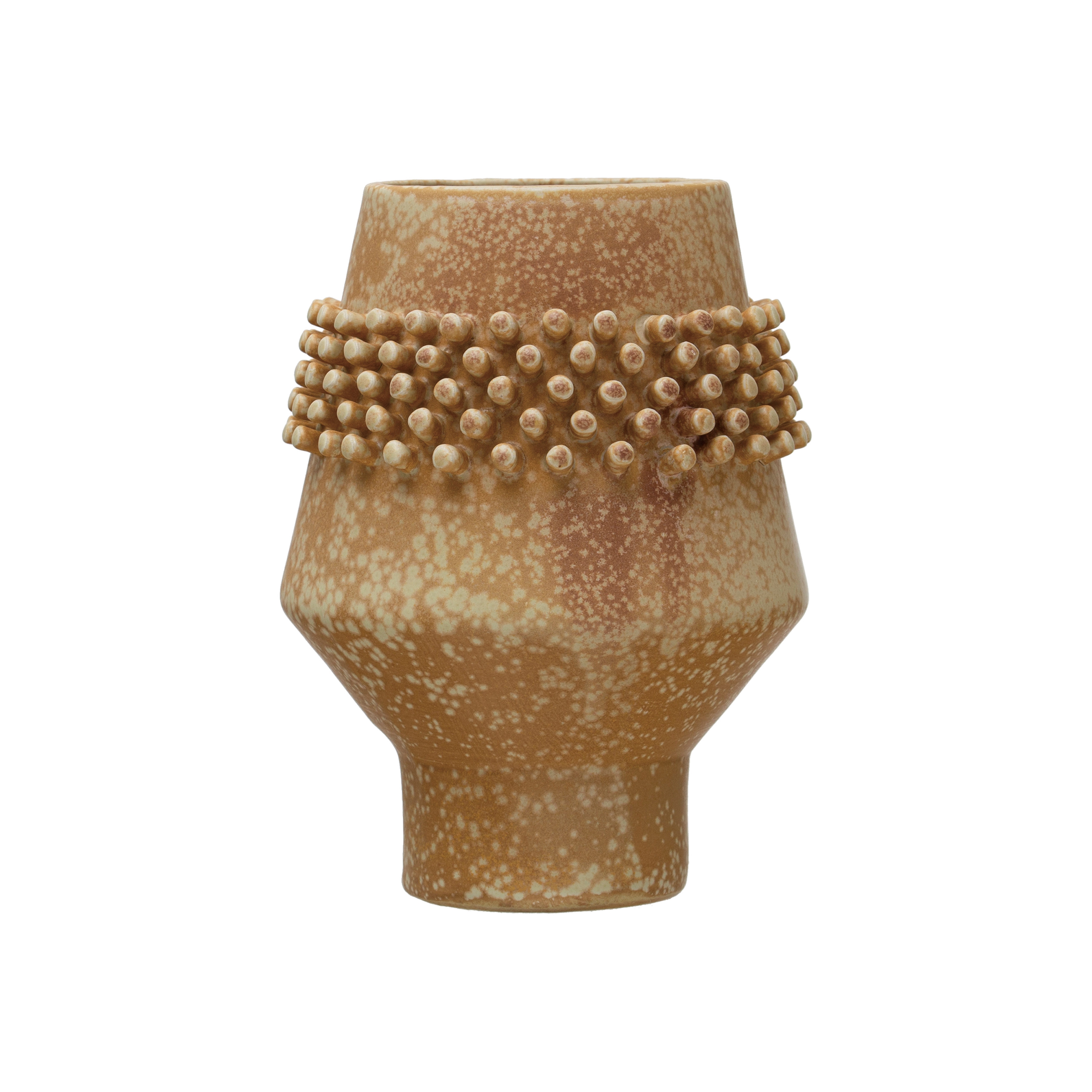  Stoneware Vase with Raised Dots, Terracotta Reactive Glaze - Image 0