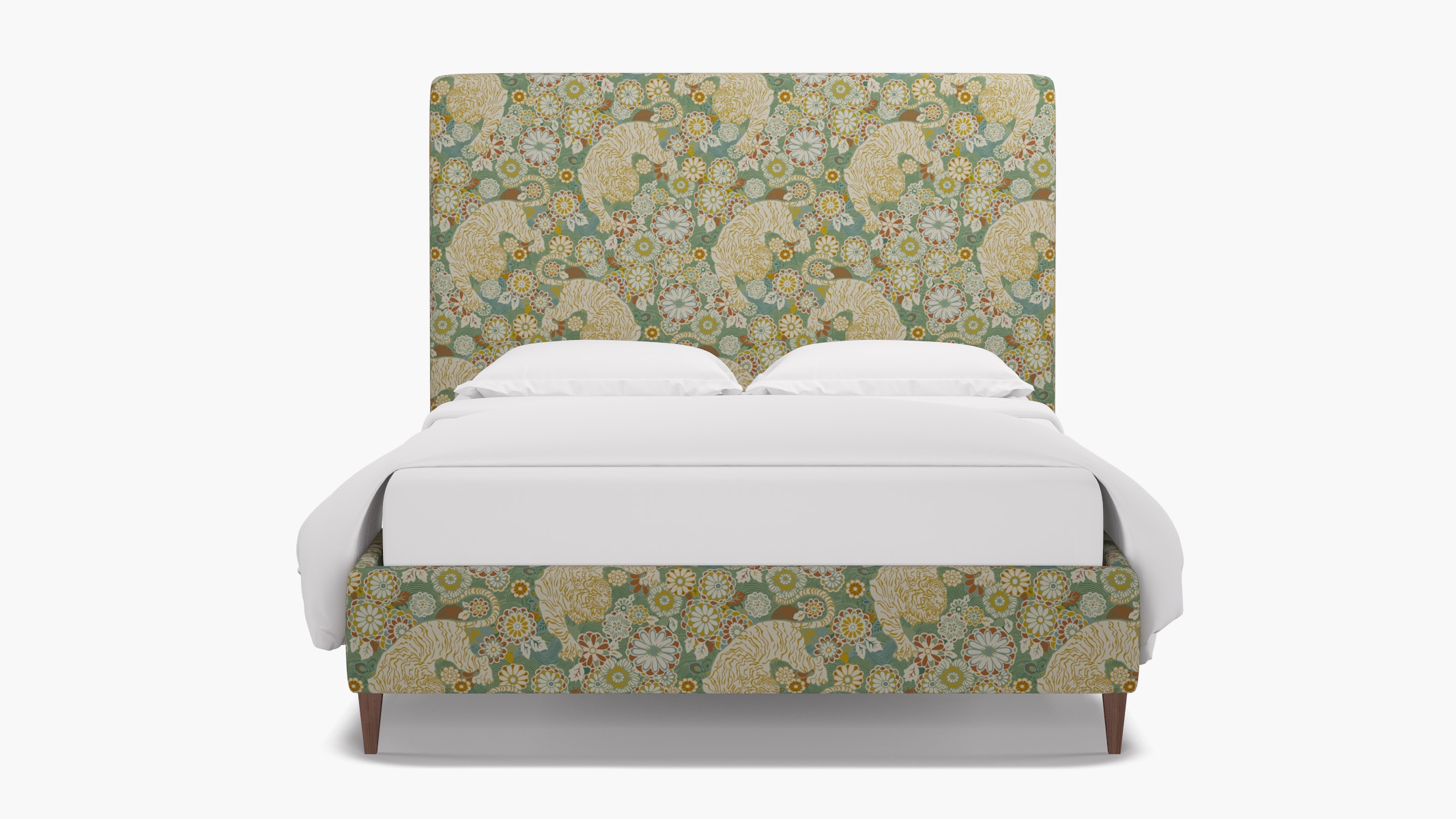 Classic Bed, Pistachio Siberian Tiger, Walnut Square Tapered Leg, Twin - Image 0