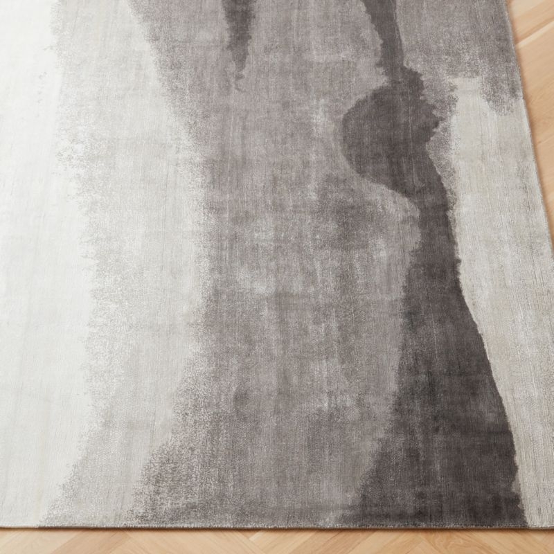 Sundown Handloomed Charcoal and Ivory TENCEL™ Lyocell  Area Rug 6'x9' - Image 2