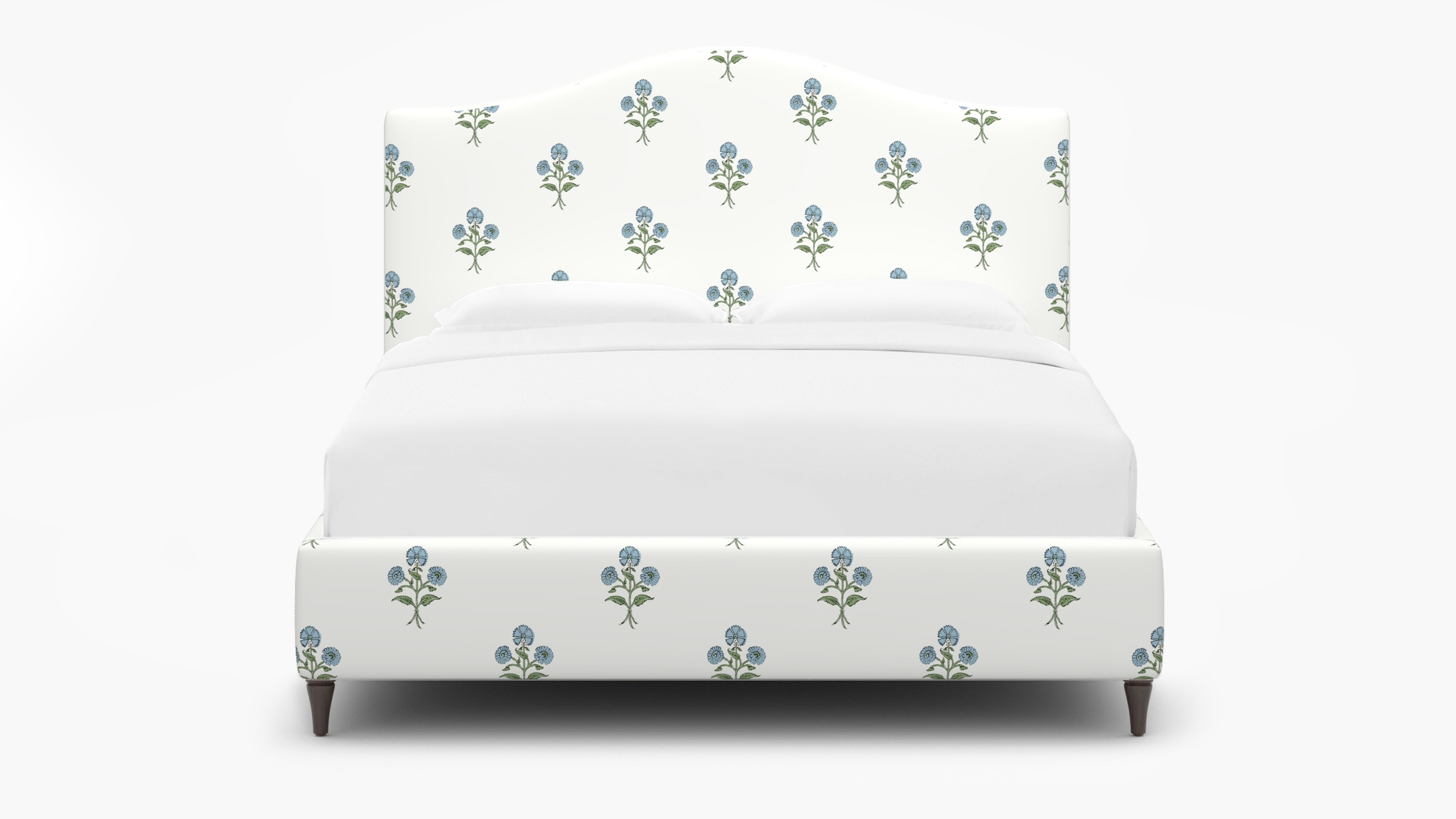 Camelback Bed, Blue Delphine, Espresso Decorative Tapered Leg, Twin - Image 0