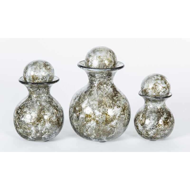 Prima Design Source 3 Piece Granite Dust Glass Decorative Bottle Set - Image 0