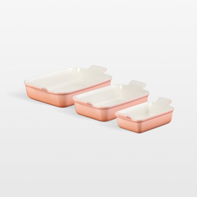 Le Creuset ® Heritage Peche Stoneware Rectangular Baking Dishes, Set of 3 - Image 0