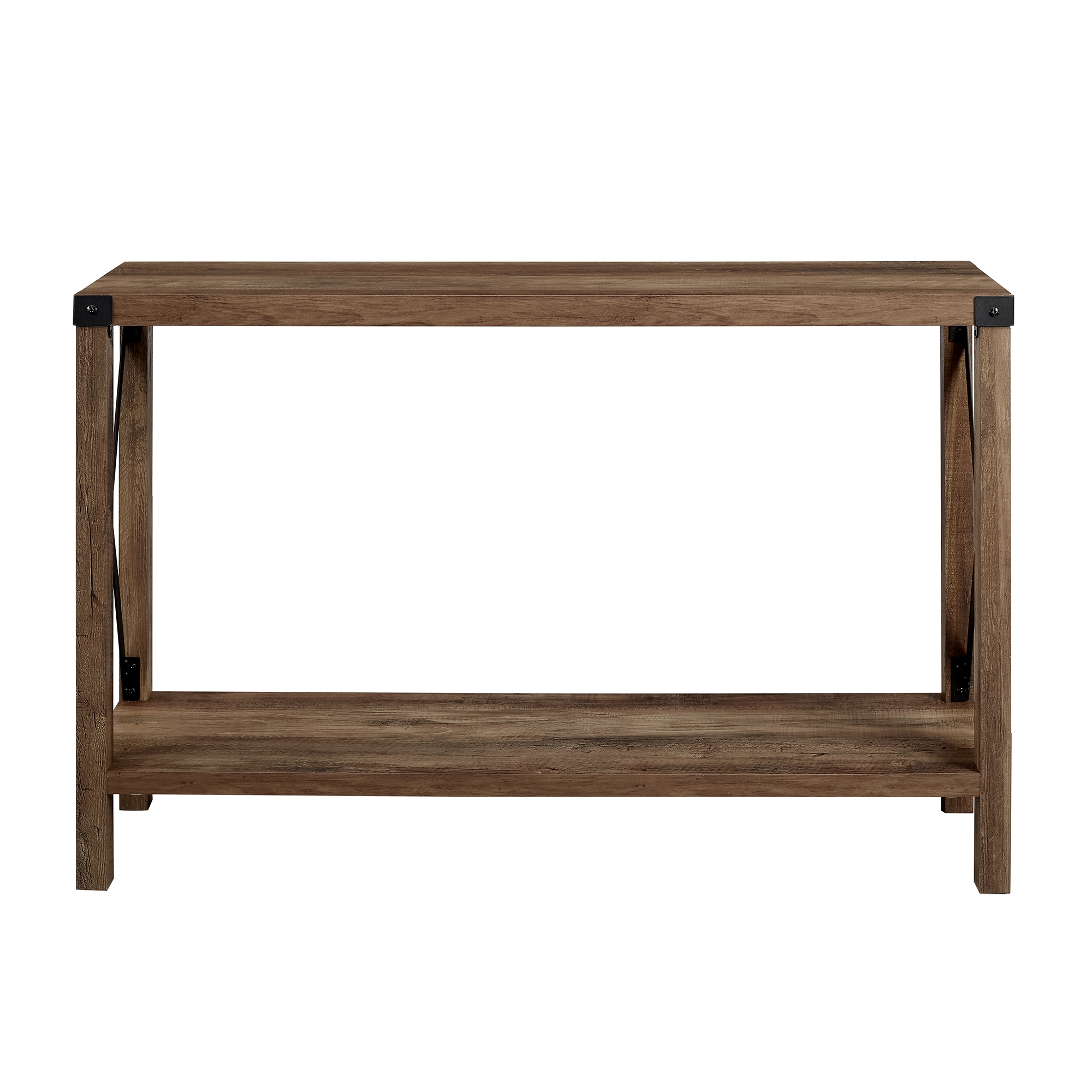 46" Rustic Farmhouse Metal X Entry Table - Rustic Oak - Image 3