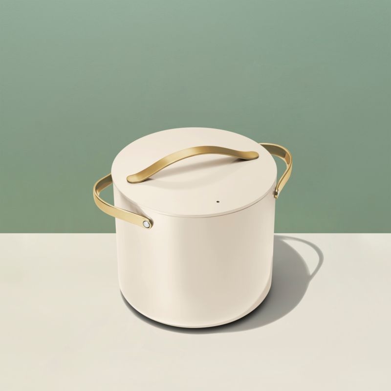 Caraway ® Cookware Plus Cream Ceramic 12-Qt. Stock Pot with Gold Hardware - Image 1