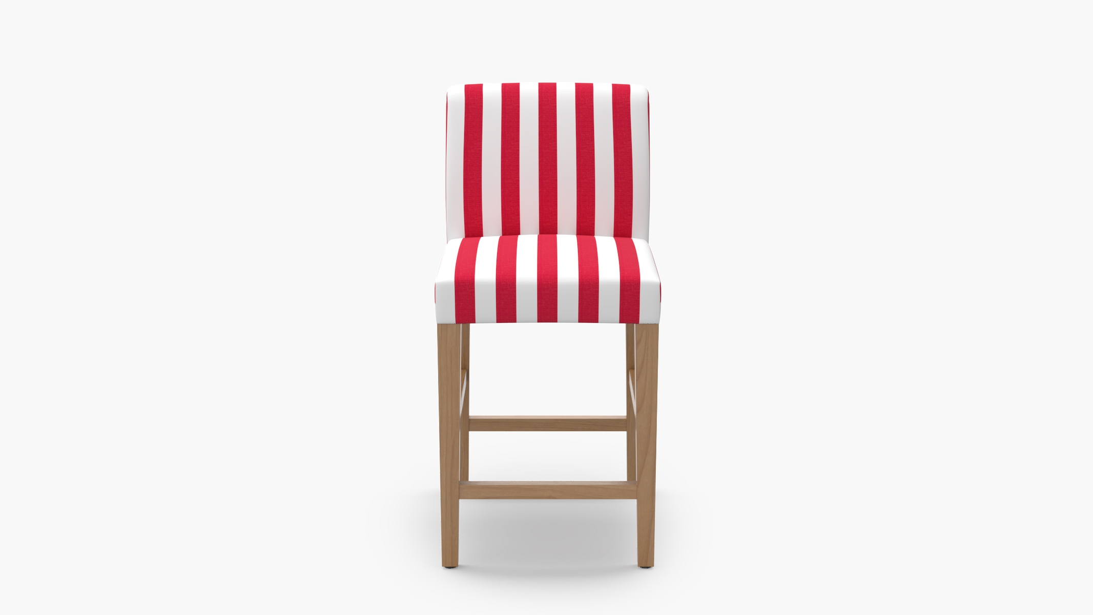 Signature Dining Counter Stool, Red Cabana Stripe, Natural Square Tapered Leg - Image 0