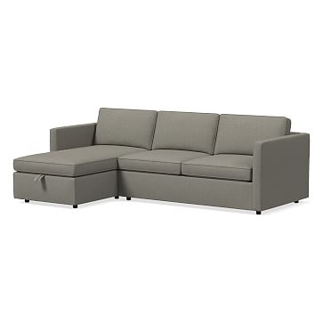 Harris Sectional Set 06: RA 65" Sofa, LA Storage Chaise, Poly , Performance Basketweave, Silver, Concealed Supports - Image 0