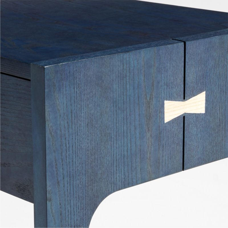 Nova Indigo Dyed Ash Wood Kids Nightstand with Drawer - Image 3