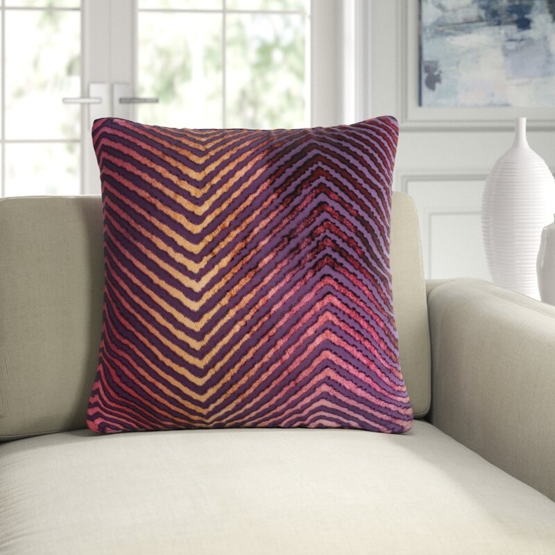 Kevin O'Brien Studio Velvet Chevron Throw Pillow Color: Wildberry, Size: 22"H x 22"W - Image 0