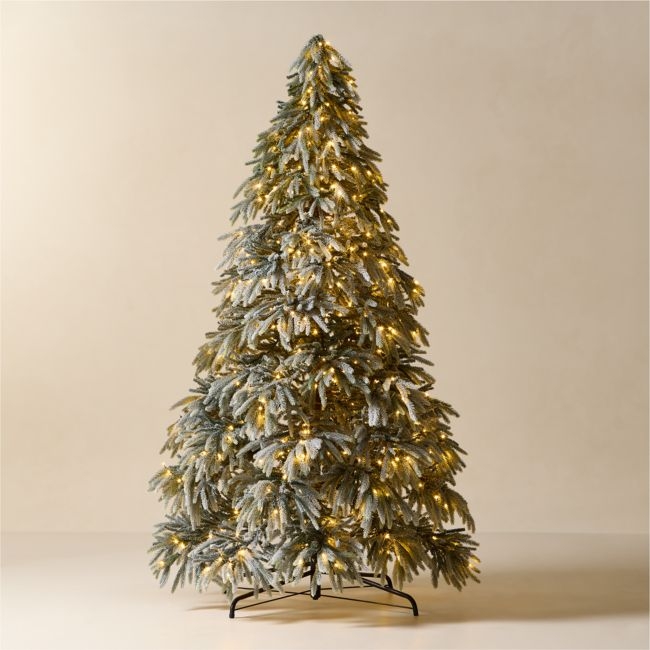 Faux Downswept Flocked Pine Pre-Lit LED Christmas Tree with Warm White Lights 9' - Image 0