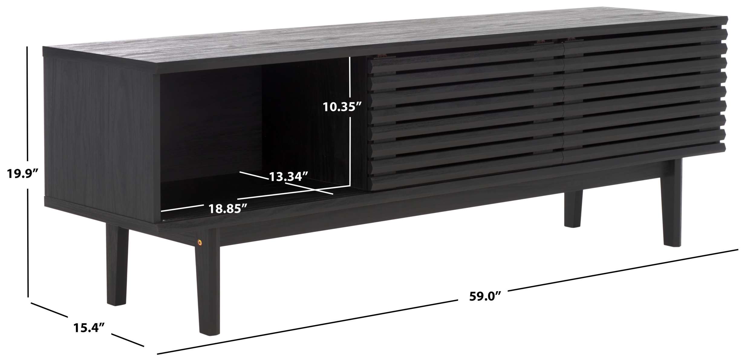 Aricia Large 2 Door Media Stand - Black - Safavieh - Image 9
