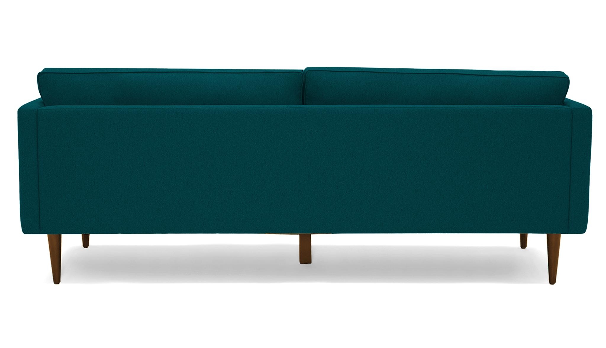 Blue Preston Mid Century Modern 86" Sofa - Lucky Turquoise - Mocha - Image 4