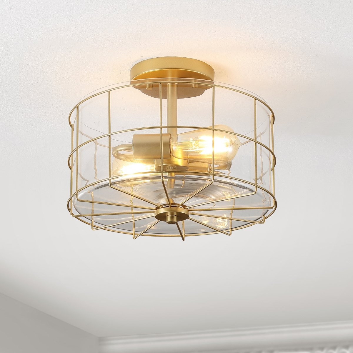 Hannes 2Lt 12.5" Flush Mount - Brass - Safavieh - Image 6