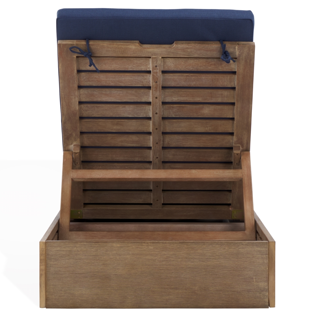 Vincent Wood Chaise Lounge Chair - Natural/Navy - Image 7