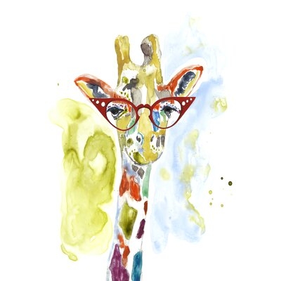 Smarty-Pants Giraffe by Jennifer Goldberger Painting Print on Canvas - Image 0