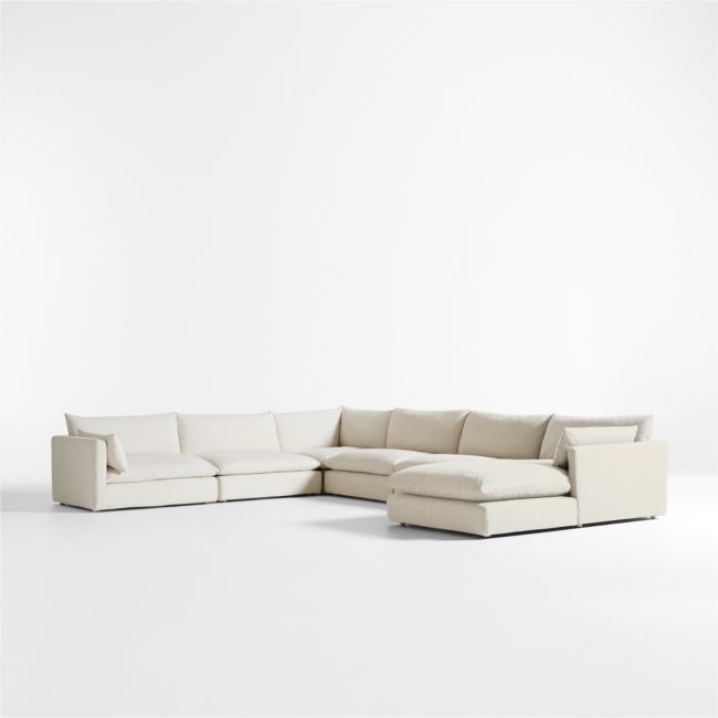 Unwind Modular 6-Piece L-Shaped Slipcovered Sectional Sofa with Chaise Lounge - Image 0