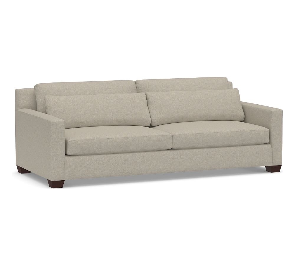 York Square Arm Upholstered Deep Seat Grand Sofa 95" 2-Seater, Down Blend Wrapped Cushions, Performance Boucle Fog - Image 0