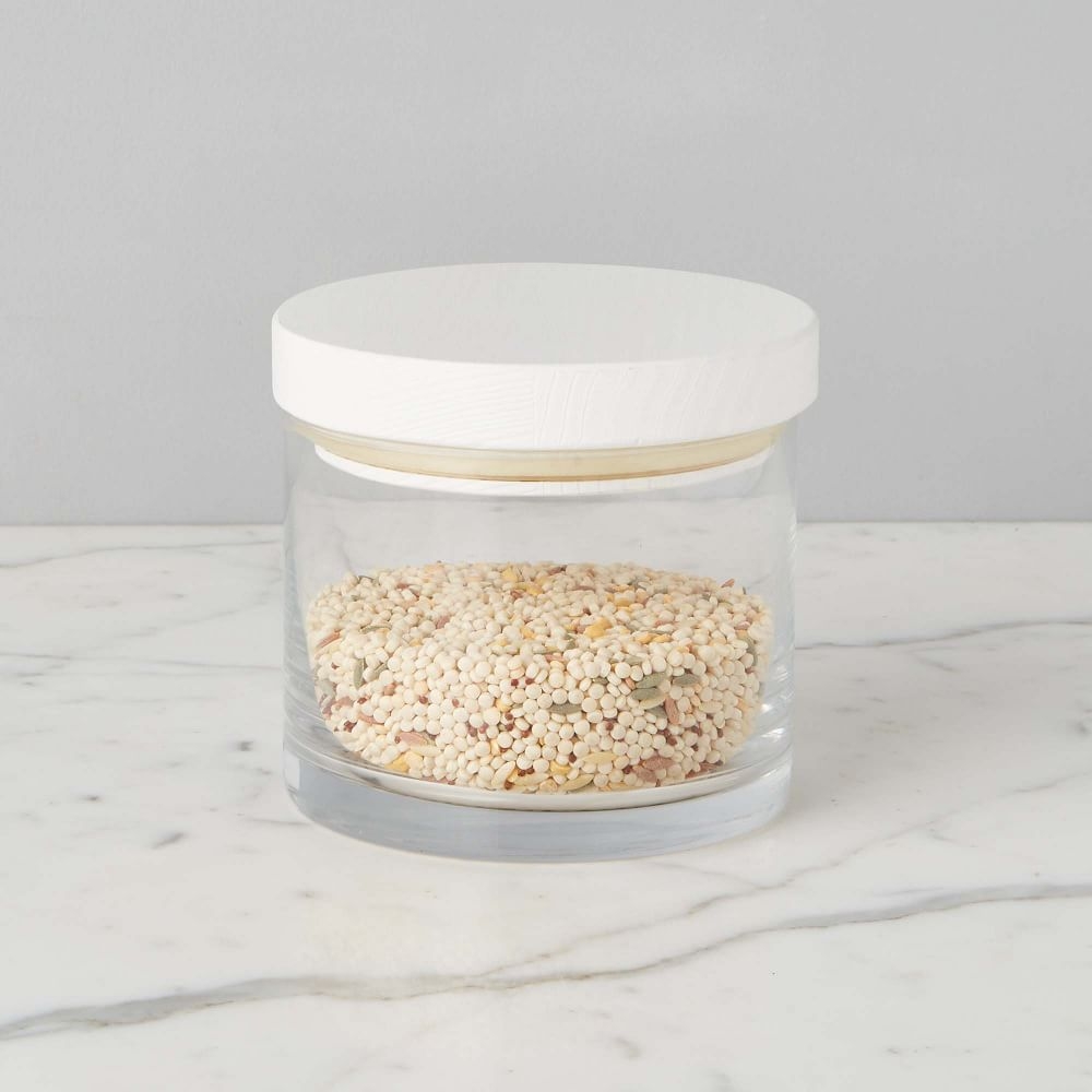 Smooth Wood Top Canister White, Small - Image 0