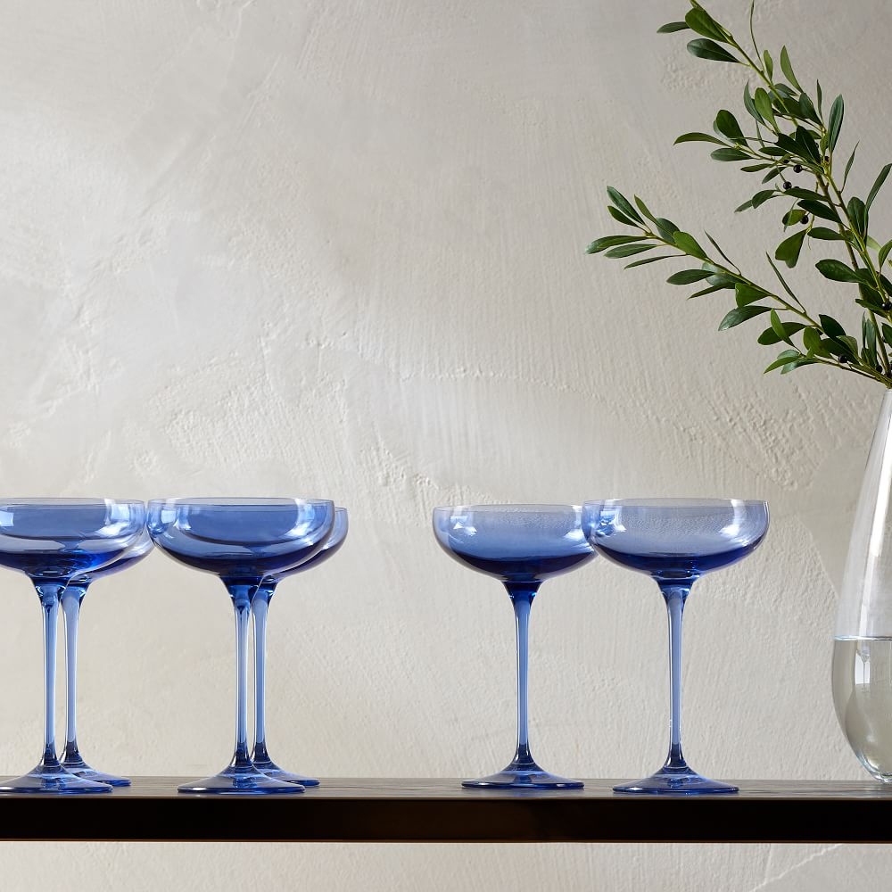Estelle Colored Glass Estelle Colored Champagne Coupe Glass Cobalt Blue S/6 - Image 0